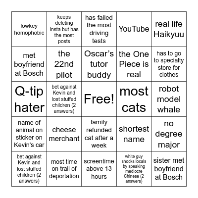 people bingo Card