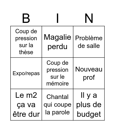Bingo M2 Bingo Card