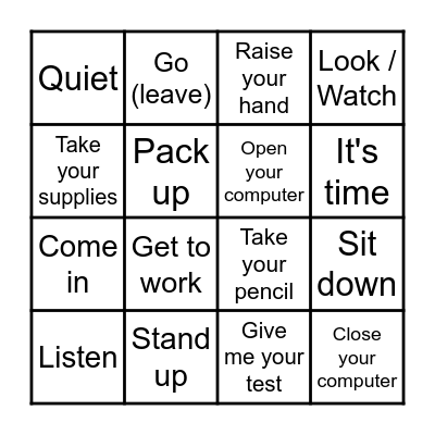 Les commandes de classe Bingo Card