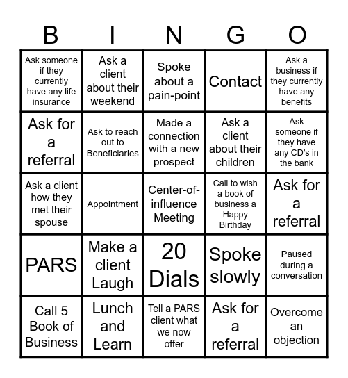 Phone Session Bingo Card