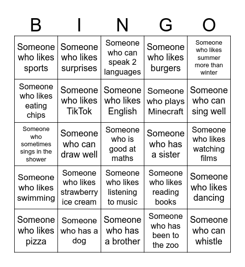 Find Someone Who... Bingo Card