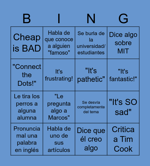 Ruelas-Gossi Bingo Card