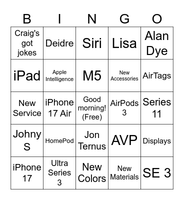 September Event Bingo Card