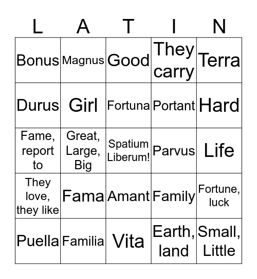 Lesson II vocabulary bingo p. 21 Bingo Card