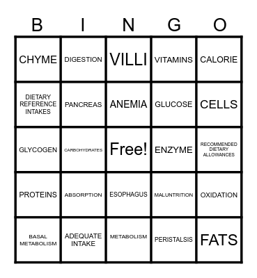 CHAPTER 5 Bingo Card