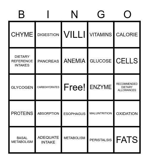 CHAPTER 5 Bingo Card