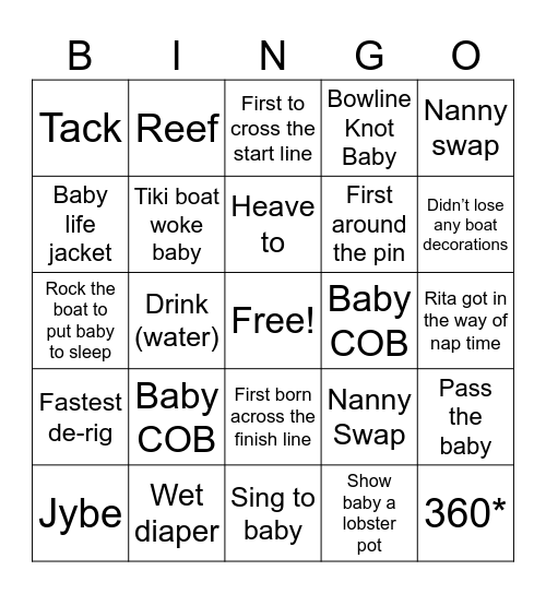 Sailing into Motherhood Bingo Card