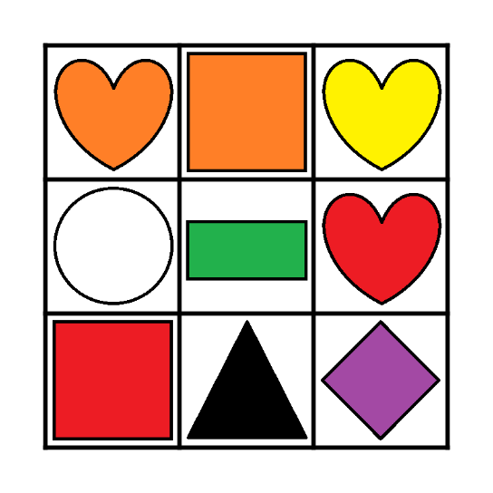 Kleuren en vormen bingo Card