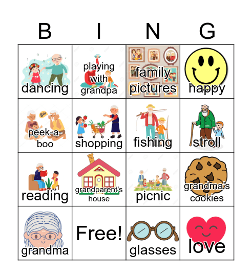 grandparents day Bingo Card