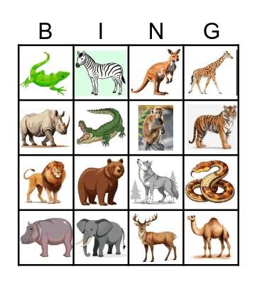 ANIMALS BINGO Card