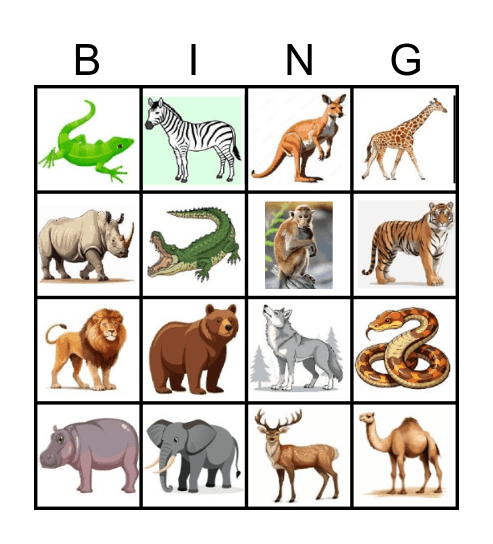 ANIMALS BINGO Card