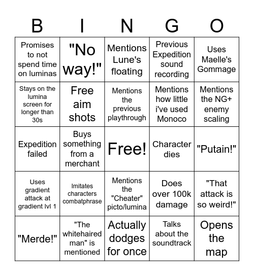 Expedition 33 BINGO Card