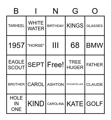 LEE'S BIRTHDAY CARD Bingo Card