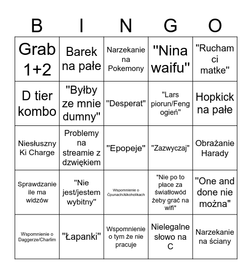 Turles Stream Bingo Card