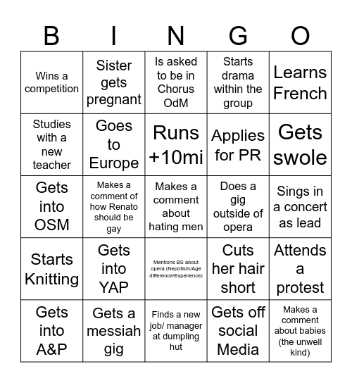 Kathryn Bingo Card
