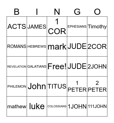 Bible Bingo Card