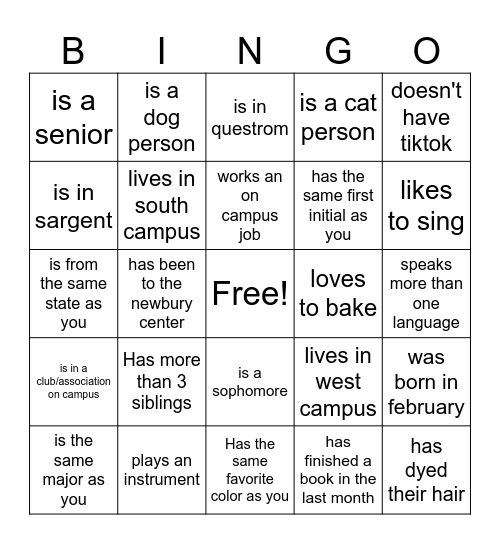 Find someone who... Bingo Card