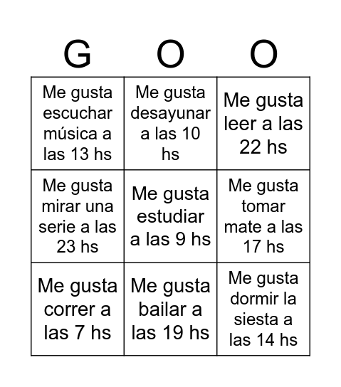Me gusta... Bingo Card