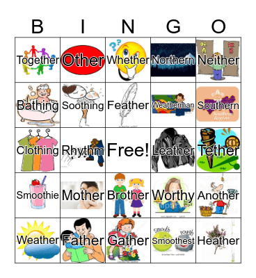 Voiced "th" BINGO- Medial Position of Words Bingo Card