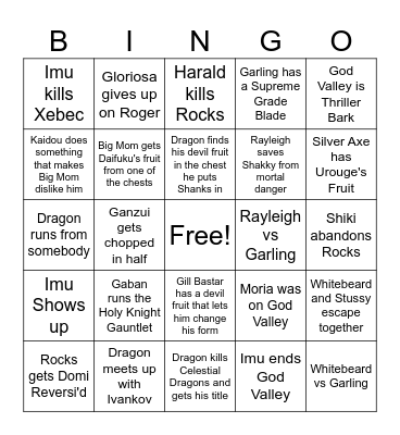 God Valley Bingo Card
