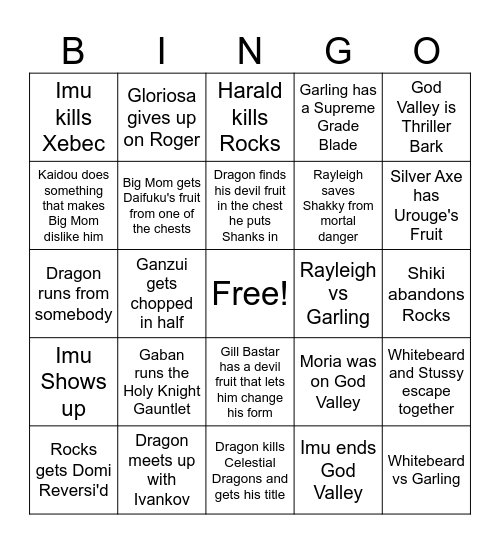 God Valley Bingo Card