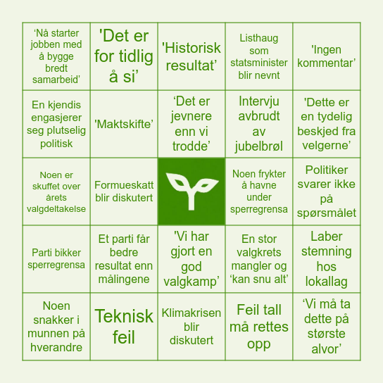 VALGBINGO! Bingo Card