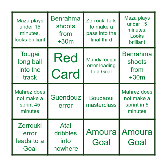 Algeria vs Guinea Bingo Card