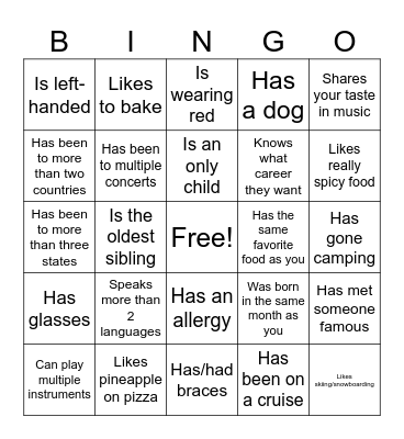 FYS Icebreaker Bingo Card