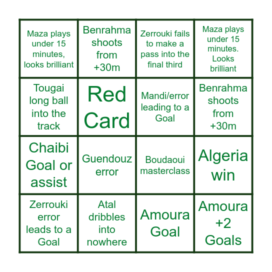 Algeria vs Guinea Bingo Card