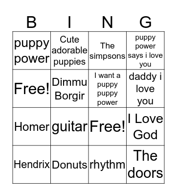 Bedtime Bingo Card