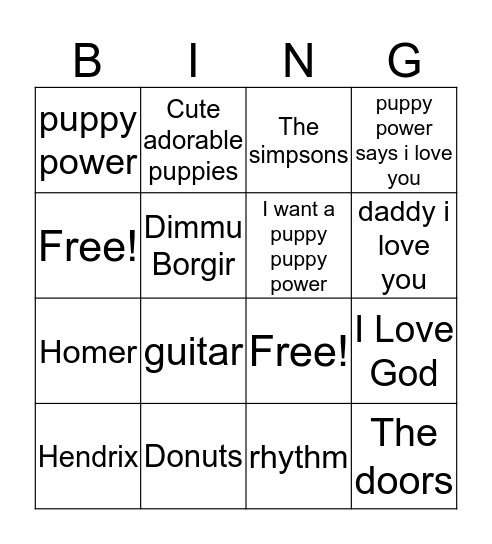 Bedtime Bingo Card