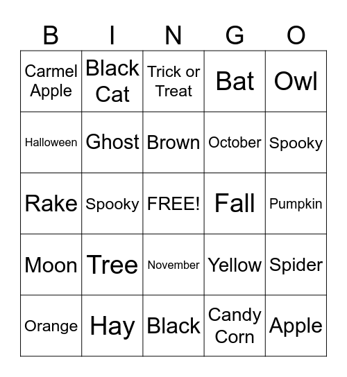Autumn Bingo Card