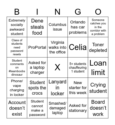 CS fcot 2025 first academic year week Bingo Card