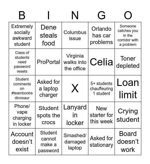 CS fcot 2025 first academic year week Bingo Card