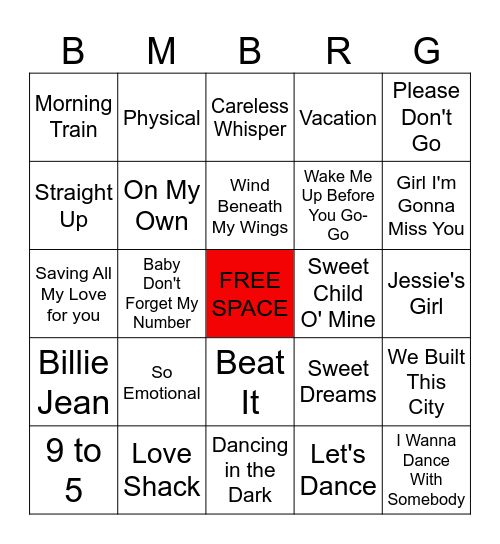 The 1980s Bingo Card