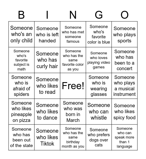 HUMAN BINGO Card