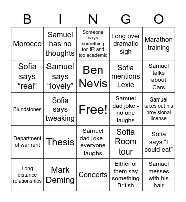 Birthday Bonanza Bingo Card