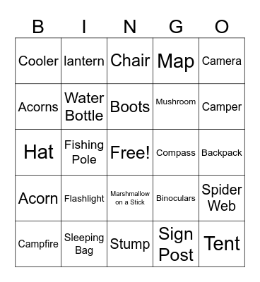 Camping Bingo Card