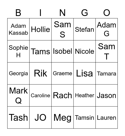 The HQ Team Bingo Card