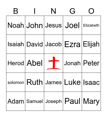 Bible Character BINGO Card