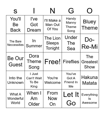 MT FUN Singo Bingo Card