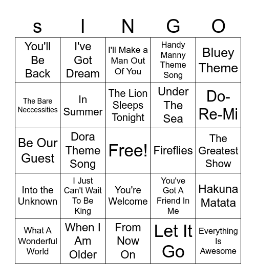 MT FUN Singo Bingo Card