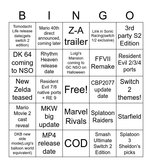 Untitled Bingo Card