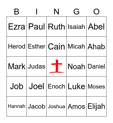 Bible Character Bingo Card