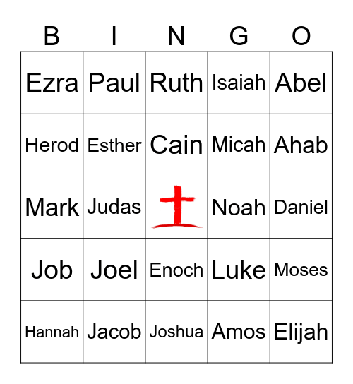 Bible Character Bingo Card