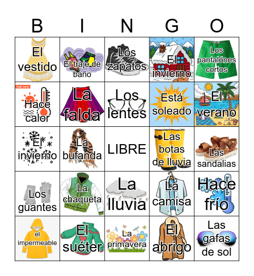 LA ROPA Y LAS ESTACIONES BINGO Card