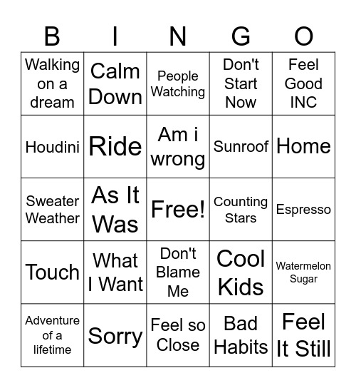 ☕ASAP Music Bingo☕ Bingo Card