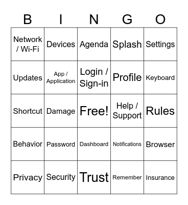 Technology Bingo Card