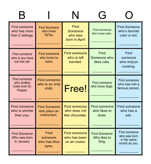 Find Someone Who... Bingo Card