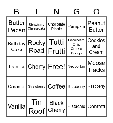 Ice Cream Social Bingo Card